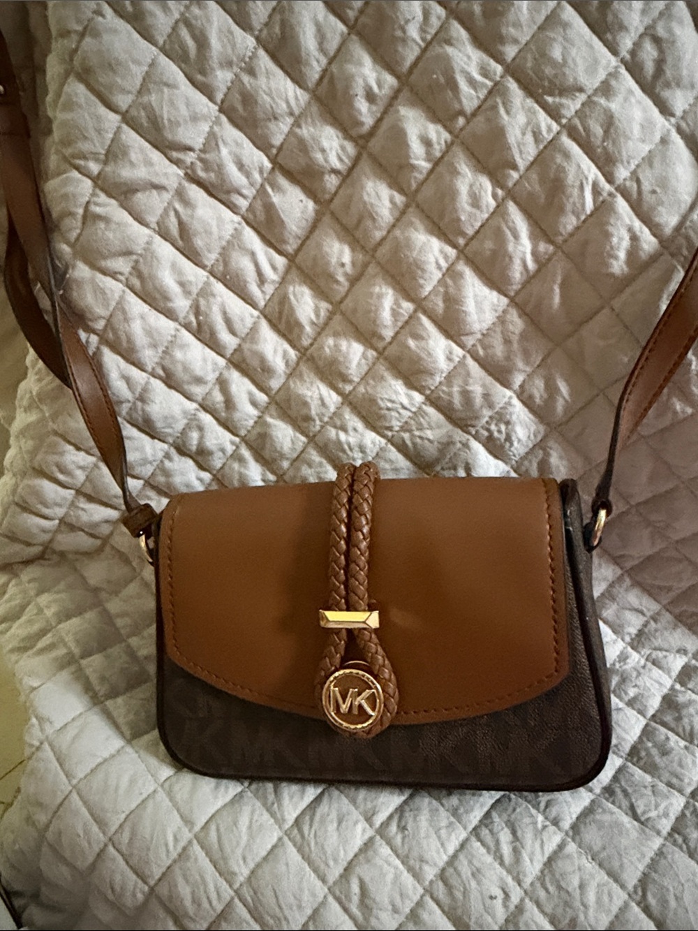Michael Kors Brown Crossbody Bag with Signature MK Charm